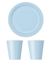 Party tableware themed in Baby Blue