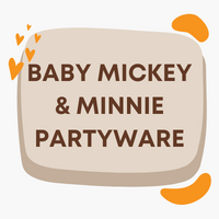 Party supplies with a Baby Mickey and Baby Minnie theme.