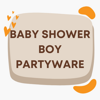 Baby shower supplies for parents expecting a boy.