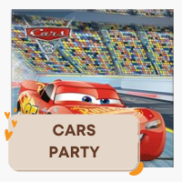 Party supplies and tableware themed with Disney Cars.