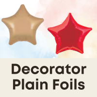 Foil Decorator Balloons, circles, stars, taper, heart and crescent shapes.