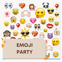 Emoji themed party supplies and decorations.