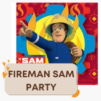 Fireman Sam themed party supplies and decorations.