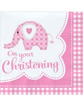 Pink Elephants Christening Decorations and Partyware