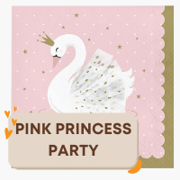 Tableware and decorations with a pink princess theme
