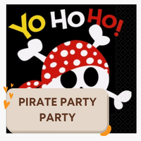 Party supplies and tableware with a pirates theme