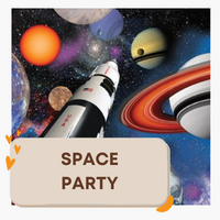 Space themed party supplies and decorations.