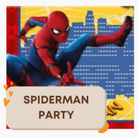 Party Supplies and Decorations with a Spiderman theme.