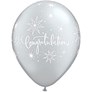 11" Black and Silver Congratulations Latex Balloons - 25pk