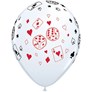 11" White Cards and Dice Casino Latex Balloons - 25pk