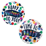 NEW Happy Birthday Time To Party 18" Foil Balloon