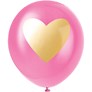 Pink & White Gold Heart Printed 12" Latex Balloons 6pk
