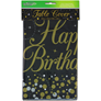 Sparkling Fizz Black & Gold Happy Birthday Reusable Tablecover