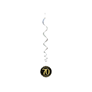 Black & Gold Sparkling Fizz 70th Birthday Hanging Swirls 6pk