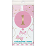 Pink Gingham 1st Birthday Reusable Plastic Tablecover