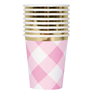 Pink Gingham 9oz Paper Cups 8pk