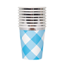Blue Gingham 9oz Paper Cups