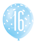 Blue & White Glitz 16th Birthday Latex Balloons 6pk
