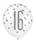 Blue & White Glitz 16th Birthday Latex Balloons 6pk