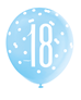 Blue & White Glitz 18th Birthday Latex Balloons 6pk