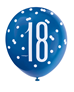 Blue & White Glitz 18th Birthday Latex Balloons 6pk