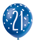 Blue & White Glitz 21st Birthday Latex Balloons 6pk