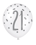 Blue & White Glitz 21st Birthday Latex Balloons 6pk