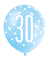 Blue & White Glitz 30th Birthday Latex Balloons 6pk