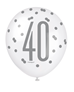 Blue & White Glitz 40th Birthday Latex Balloons 6pk