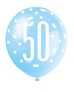 Blue & White Glitz 50th Birthday Latex Balloons 6pk