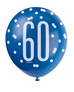 Blue & White Glitz 60th Birthday Latex Balloons 6pk