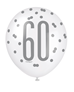 Blue & White Glitz 60th Birthday Latex Balloons 6pk