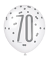 Blue & White Glitz 70th Birthday Latex Balloons 6pk