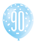 Blue & White Glitz 90th Birthday Latex Balloons 6pk