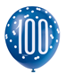 Blue & White Glitz 100th Birthday Latex Balloons 6pk