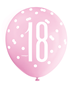 Pink, Purple, White Glitz 18th Birthday Latex Balloons 6pk