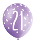 Pink, Purple, White Glitz 21st Birthday Latex Balloons 6pk