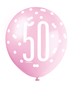 Pink, Purple, White Glitz 50th Birthday Latex Balloons 6pk