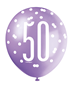 Pink, Purple, White Glitz 50th Birthday Latex Balloons 6pk