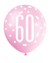 Pink, Purple, White Glitz 60th Birthday Latex Balloons 6pk