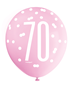 Pink, Purple, White Glitz 70th Birthday Latex Balloons 6pk