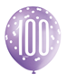Pink, Purple, White Glitz 100th Birthday Latex Balloons 6pk