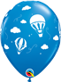 Asst. Blue Hot Air Balloon Clouds 11" Latex Balloons 25pk