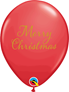 Merry Christmas Gold Script Red & Green 11" Latex Balloons 25pk