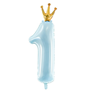 Blue Number 1 Crown 35" Foil Balloon