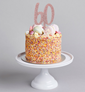 Rose Gold Glitter Acrylic 60th Birthday Cake Topper