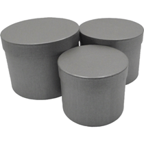 Grey Round Flower Boxes - Set of 3