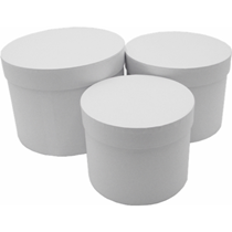 Pearl White Round Flower Boxes - Set of 3