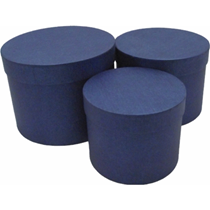 Navy Round Flower Boxes - Set of 3