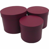  Burgundy Round Flower Boxes - Set of 3